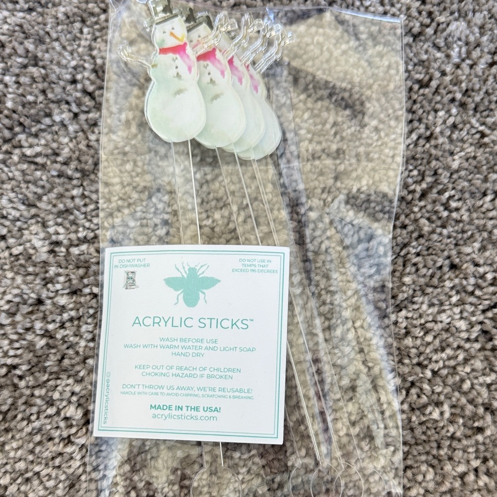 Snowman drink stirrers